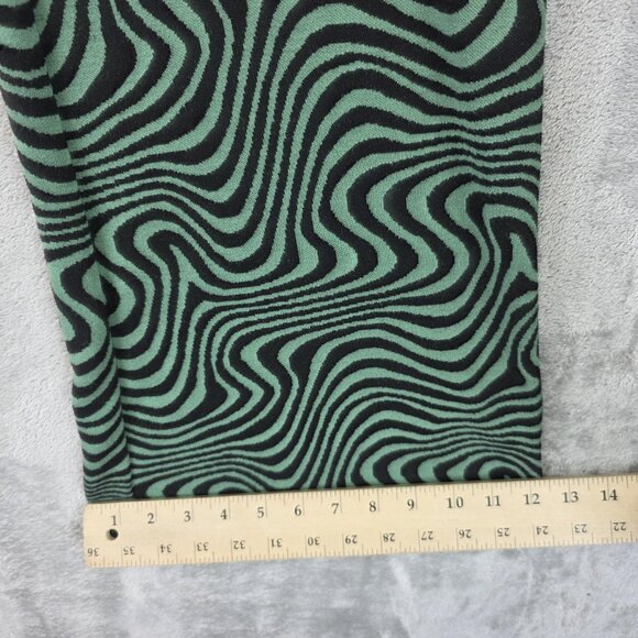 Urban Outfitters Pants Womens 3XL Green Black Flare Stretch Knit Swirl Op Art - Picture 7 of 11
